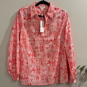 Lilly Pulitzer NWT Medium Mizner Red Seaside Harbour Jae Tunic Blouse Preppy